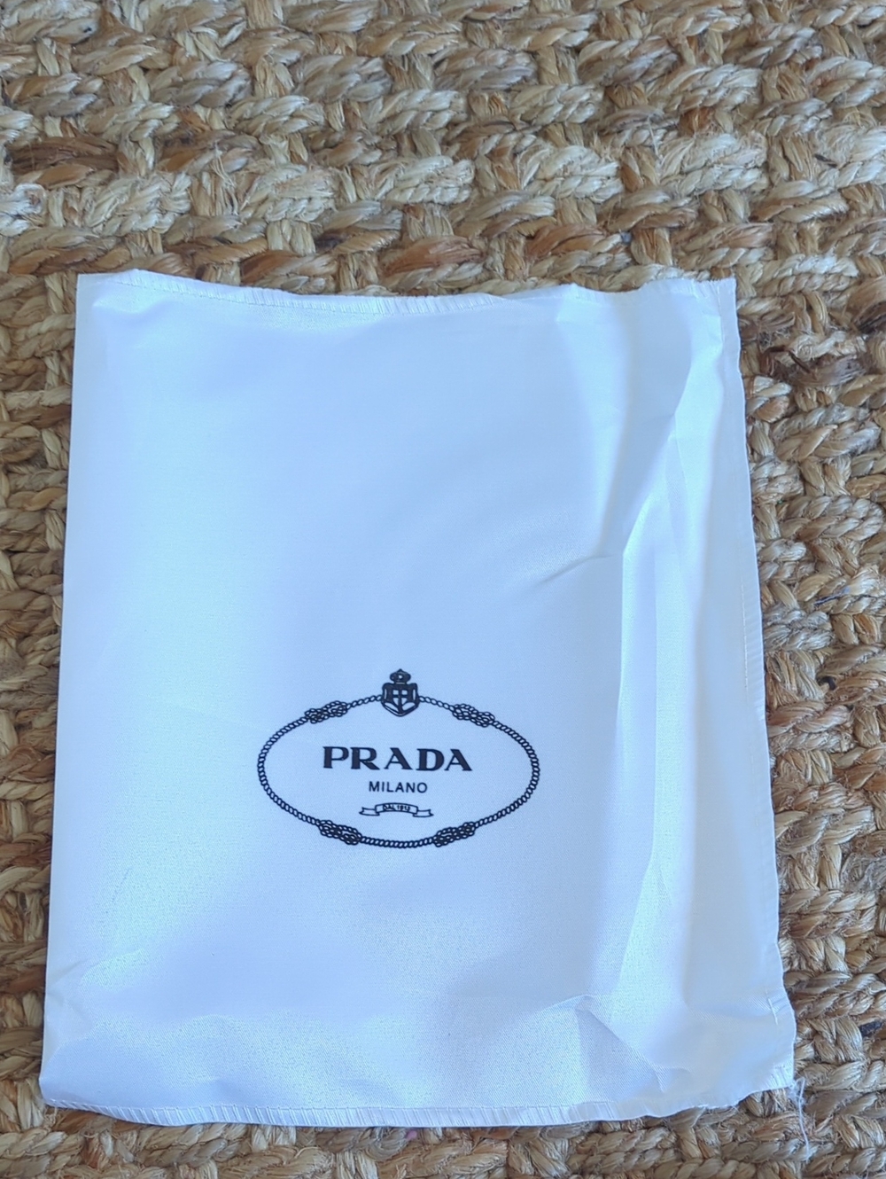 Prada White Satin Logo Dust Bag